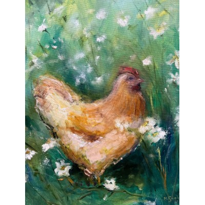Original oil painting on canvas "Chicken" - buy online in the workshop of Ukrainian artist Marina Stognieva